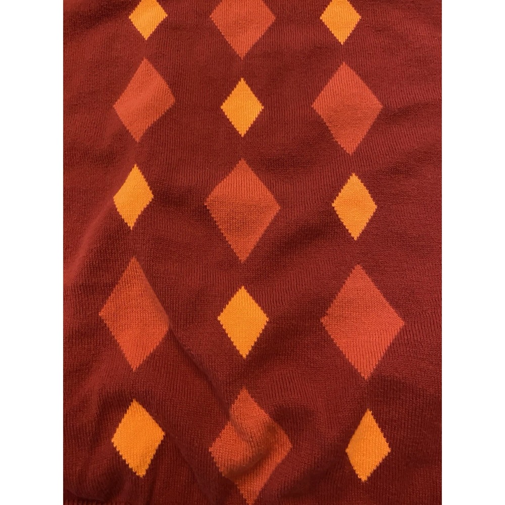 ⁠Lyle & Scott Scotland Mens L Argyle Sweater Vest Red Orange 100% Combed Cotton - Picture 3 of 5